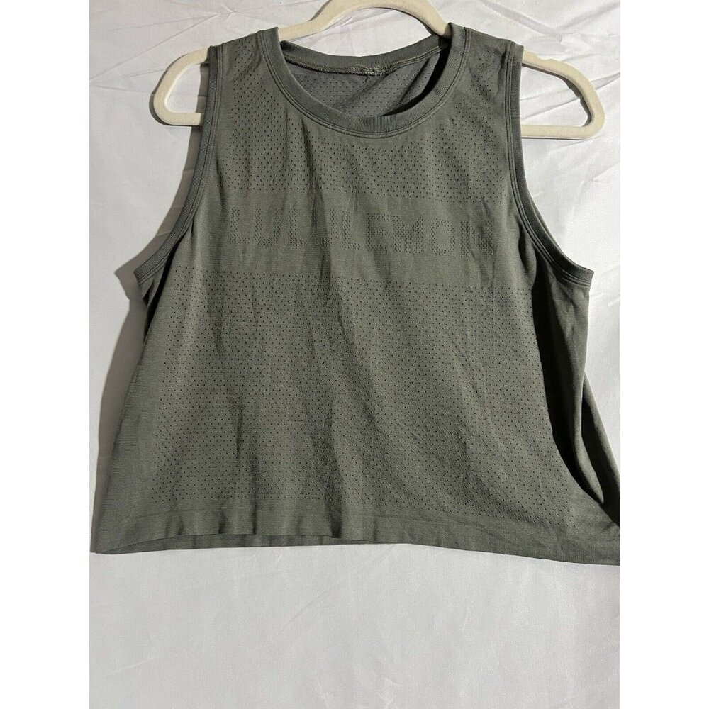 Lululemon Grey Sage Women Size 4 Activewear Swifty Breathe Crop Tank Mesh